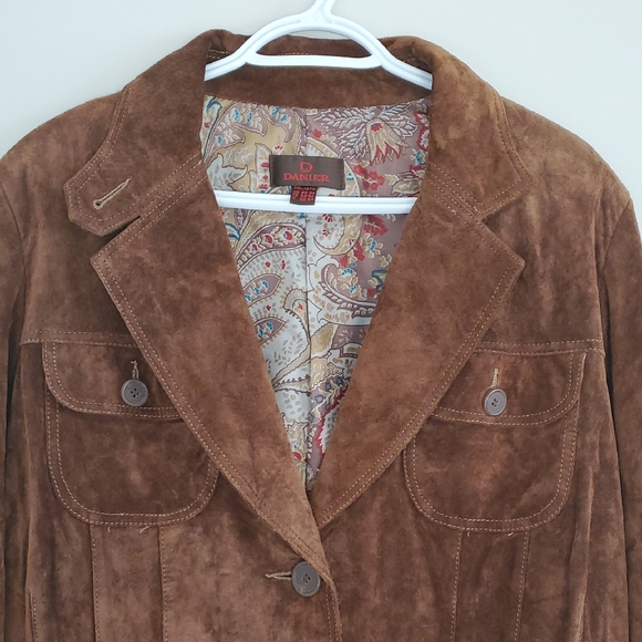 Danier Vintage Chestnut Brown Suede Blazer Country Feminine Jacket Sz 2XL - Picture 3 of 15